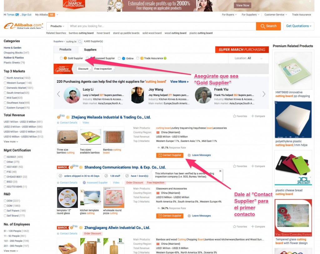 Contactar con proveedor Alibaba